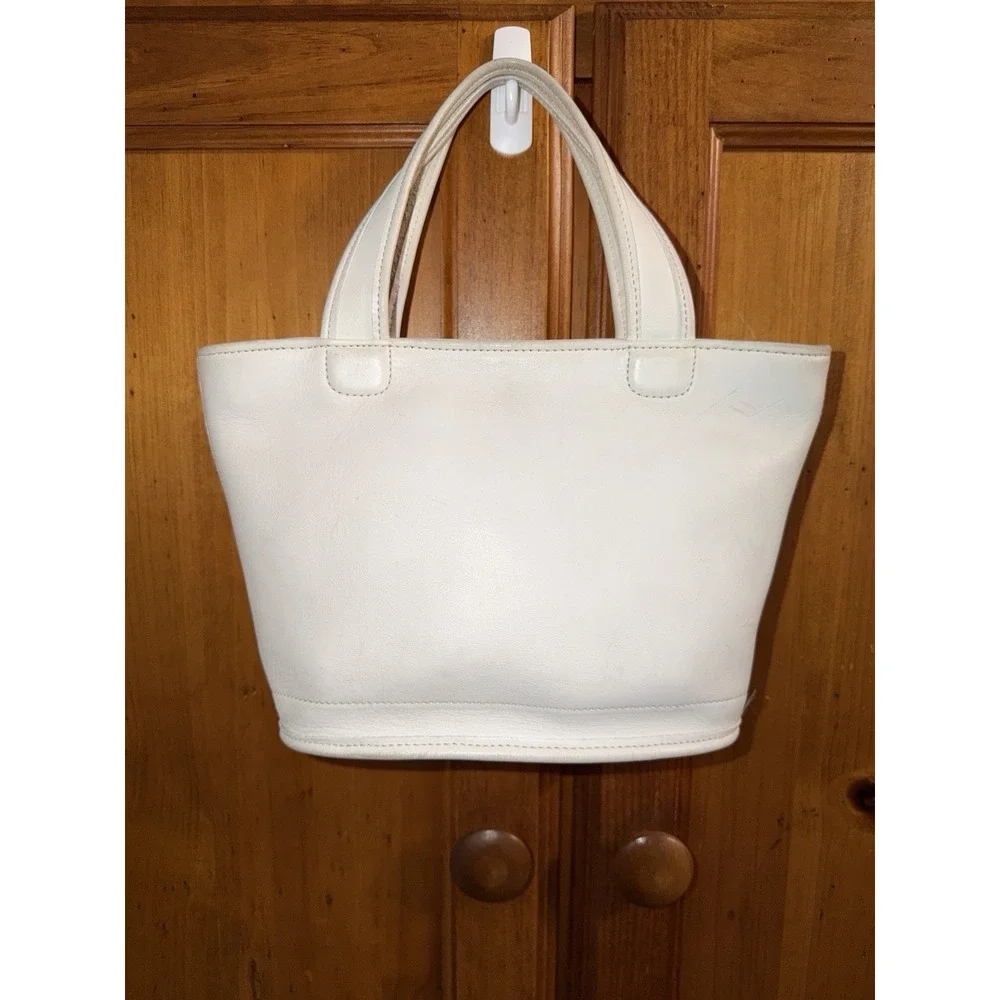 Coach 9301 Bleecker Basket Satchel White Leather Bag Vintage Purse Top Handle